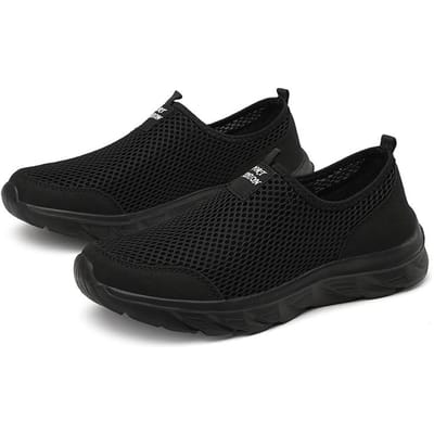 Hardloopschoenen Heren Lichtgewicht Zomer Mesh Ademend Outdoor Joggen Sportschoenen Platte Comfortabele Casual Tennisschoenen voor Heren 38 zwart