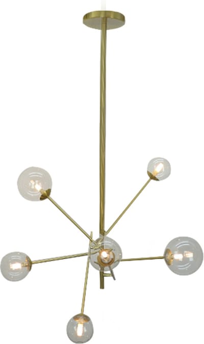Olucia - KAILY - Hanglamp - Goud / Transparant - 6L - Vorm: Rond