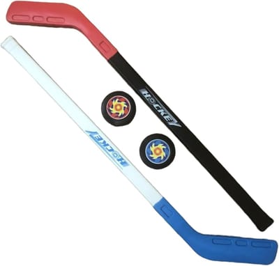 Kinder Hockeyset - Straat Hockey Set - Binnen Buiten Spelen - Inclusief 2 Ballen - 72 cm Stick - Blauw Rood