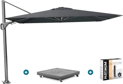 Platinum Nexus T2 zweefparasol 3x3 m. - Faded black - met vulbare voet en hoes