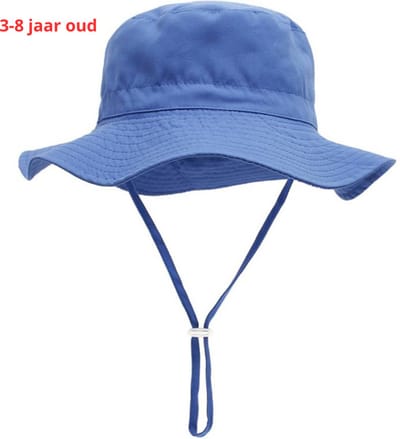 Livano Zonnehoed - Reishoed - UV Beschermende Hoed - Bucket Hat - Festival - Pet - Hoedje Voor Kinderen - Hoofdbescherming - Koningsblauw - 3-8 Jaar