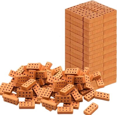 Mini Bouwstenen 100 Stuks, 2 x 1 x 0.5 cm, Rode Kleine Blokken voor DIY Poppenhuis Decoratie en Creatieve Projecten