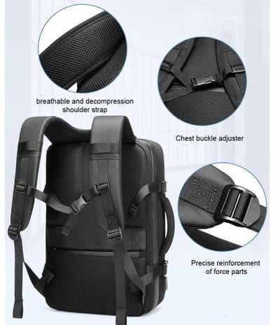 35L uitbreidbare airbag rugzak - waterdicht - vacuüm opslag - voor 15,6 inch laptop - reizen & backpacken