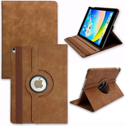 Casemania Hoes Geschikt voor Apple iPad 10.2 (2019, 2020 & 2021) Sienna Brown - Draaibare Tablet Book Cover