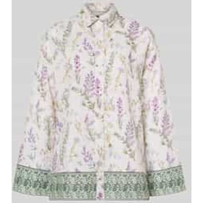 Bloemen Linnen Blouse met lange mouwen met lavendelprint