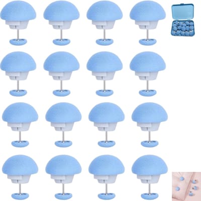 16 stuks - dekbedclips - antislip dekbed bevestigingsset - paddenstoelvormige ronde bevestigingsclips - voor dunne en dikke dekbedden, dekens, lakens, bedrokken, pantoffels, kussens - blauw - 3×2.8cm