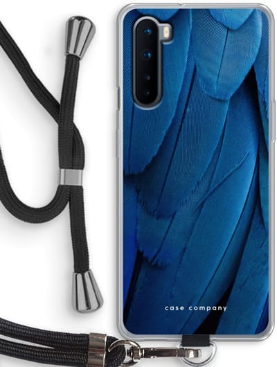 Case Company® - Hoesje met koord geschikt voor OnePlus Nord hoesje met Koord - Pauw - Telefoonhoesje met Zwart Koord - Bescherming aan alle Kanten en Over de Schermrand