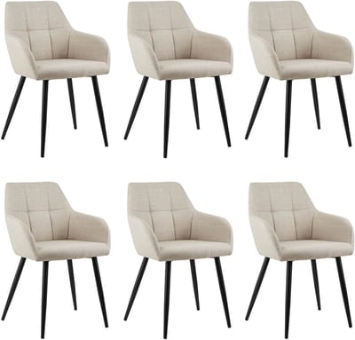 Set van 6 Kick eetkamerstoel Nova - beige