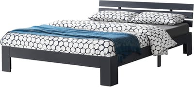 Donkergrijs Houten Tweepersoonsbed met Lattenbodem 140x200 cm