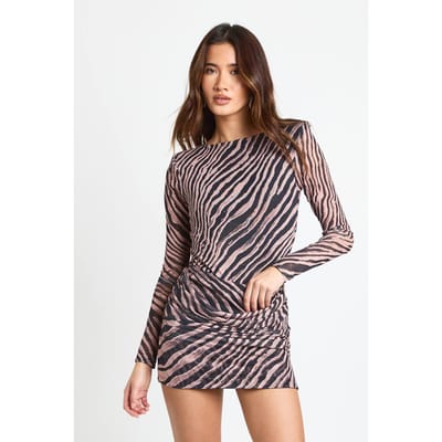 boohoo Dames Zebra mesh draperende minirok | Maat: 6