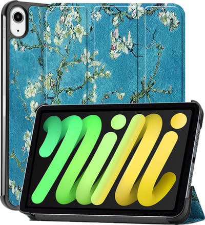 Hoes - Geschikt voor Apple iPad Mini 7 (2024) - 8.3 inch - 7e Generatie - Dun & Stevig - Trifold Bookcase - Hard Cover - Hardcover Book Case - Tablet Hoesje - Bloesem