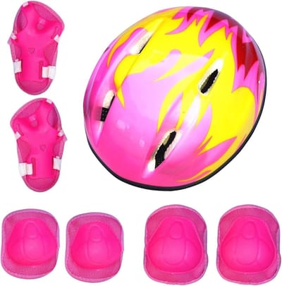Kinderen Beschermingsset - Helm en Pads - Actief Spelen - 7-Delige Set - Verstelbaar - Roze