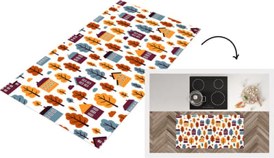 Keukenloper - Loper keuken - Patronen - Huis - Bomen - 120x60 cm - Keukenloper vinyl