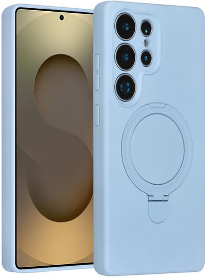 TUNIQ telefoonhoesje voor Samsung Galaxy S25 Ultra - MagSafe met ringstand - Babyblauw