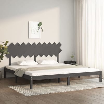 vidaXL - Bedframe - massief - hout - grijs - 200x200 - cm