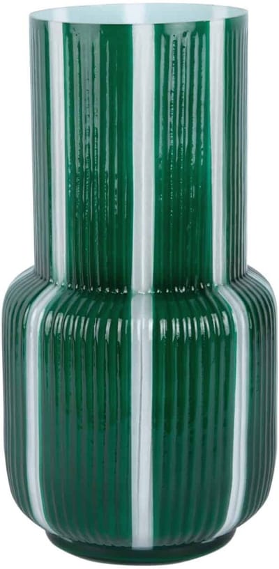 Present Time Vaas Raydo Retro - Groen - 31.5x31.5x32.5cm - Glas - Modern - Bloemenvaas - Woondecoratie - Decoratieve vaas voor woonkamer of slaapkamer