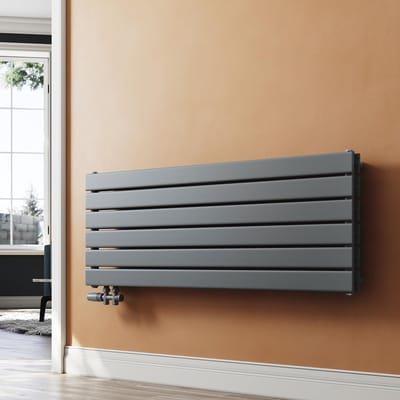 Paneelradiator Horizontaal - Design Verwarming - Ruimte Verwarmen - Dubbellaags Antraciet - 465 x 1200 mm - Antraciet