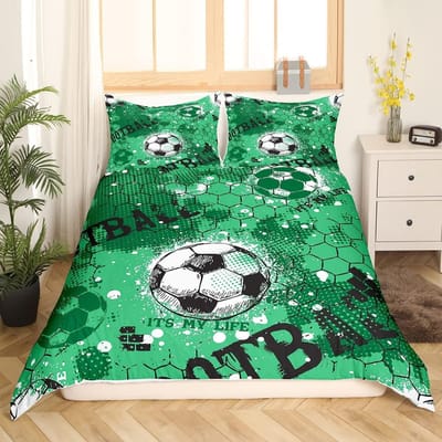 Voetbal Dekbedovertrek Set Handgetekende Schets Voetbal Vlag Netwerk TEAM Sporten Beddengoed Set Voor Jongens Tieners Maar Eenpersoons Dekbedovertrek AU Double180x210cm