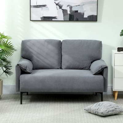 MODFU 2-Zitsbank - S-Veren En Elastische Banden - Modern - Voor Kleine Ruimtes - Grijs - 127 x 72 x 84 cm