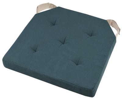 Stof Textile stoelkussen DUO - marine blauw - 38 x 38 x 4 cm - klittenband sluiting - zitkussens - binnen/buiten