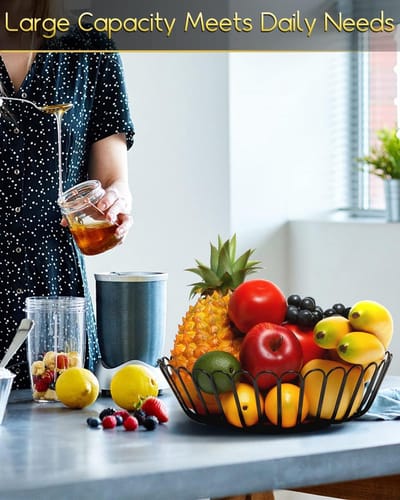 Moderne Fruitschaal met Houten Voet, Zwart, 30x9cm