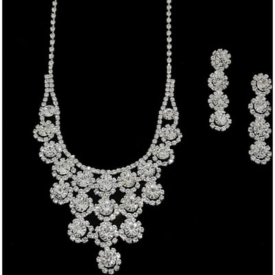 Geometrische Strass Franje Sieraden Bruidsaccessoires Bruidsjurk Oorbellen Ketting Set Banketaccessoires