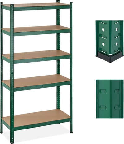 stellingkast - 875 kg - staal - 180 x 90 x 40 cm - 5 planken - opbergrek garage - groen