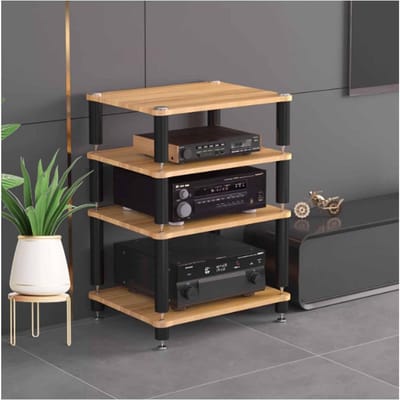 Stereo Componenten Rek - HiFi Kast Media - Audio Apparatuur Opslag - Stalen Frame Afgeronde Hoeken