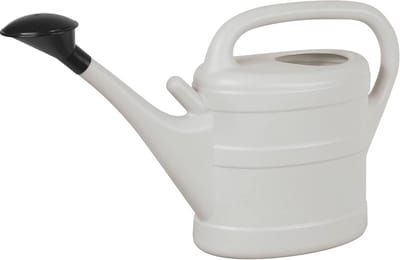 Lichtgrijze gerecycleerde kunststof gieter 10 liter met afneembare rozen