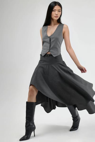Geknoopte Hoge Taille Asymmetrische Midi Rok