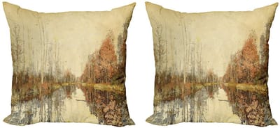 ABAKUHAUS Herfstkussenhoes-set – 2x40x40 cm – dubbelzijdig bedrukt – ritssluiting – veelkleurig