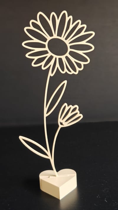 Geboortebloem September – Aster | Levensbloem beige op hartvormige standaard (22 cm)