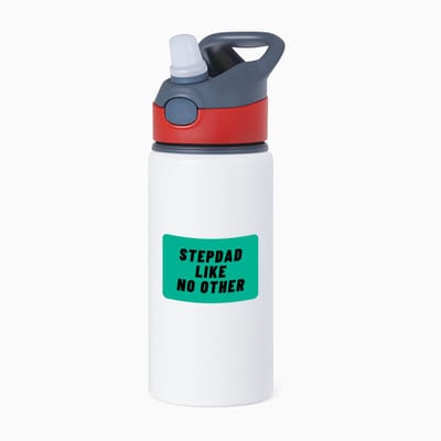 Hacebo® - stepdad like no other waterfles met rietje rood - Vader - geweldige papa - niemand anders - verjaardag - cadeau - kado - bedankje - geschenk - water fles - 650ML