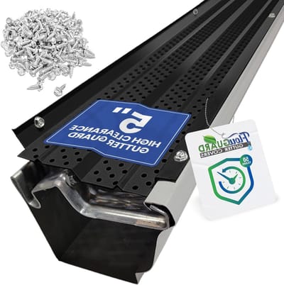 FlowGuard Premium 50 jaar dakgoot afdeksysteem met hoge klaring - thermisch ontdooien zwart 5 inch aluminium gootbeschermers, 22 voet - door FlexxPoint