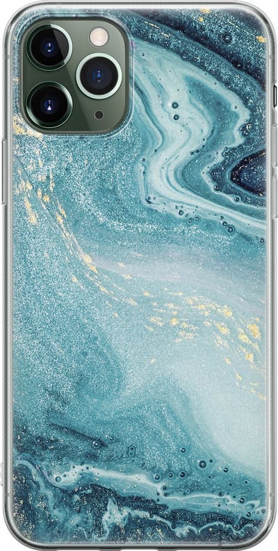 Leuke Telefoonhoesjes - Hoesje geschikt voor iPhone 11 Pro - Marmer blauw - Soft case - TPU - Marmer - Blauw