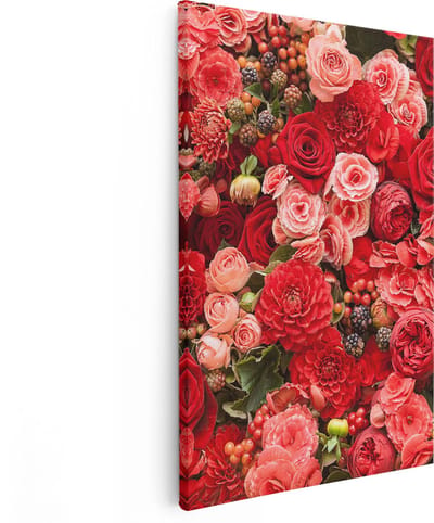 Artaza Canvas Schilderij Bloemen - 40x60 cm - Wanddecoratie Rozen - Muurdecoratie Bloemen Schilderij - Kamer Accessoires