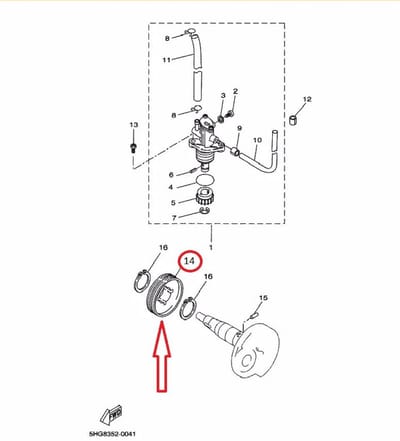 Pignon de pompe a huile pour scooter Malaguti 50 F12 3VL-E3178-00 Neuf