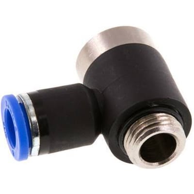 8mm x G1/4'' 90 graden L-vorm Messing/PA 66 Insteekfitting Buitendraad Binnenzeskant Draaibaar NBR [2 Stuks]