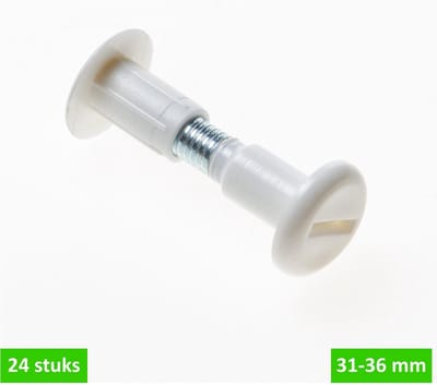 TQ4U kastverbinder - koppelschroef - Ø 6 mm - voor plaatdikte van 31 tot 36 mm - wit - 24 STUKS