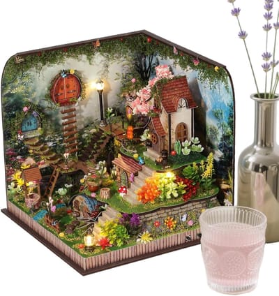 Miniatuur Leeshoek - Modelhuis Boekenkast - Huis Decoratie - Handgemaakt Bouwpakket - 25.5 x 24.5 x 5.5 cm - Uniek