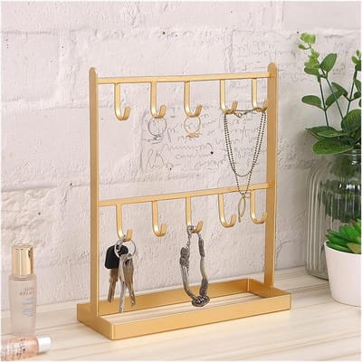 Sieradenstandaard Bureau - Accessoirehouder - Sieraden Opbergen - Vrijstaand Metaal - 61 cm Hoog - Wit