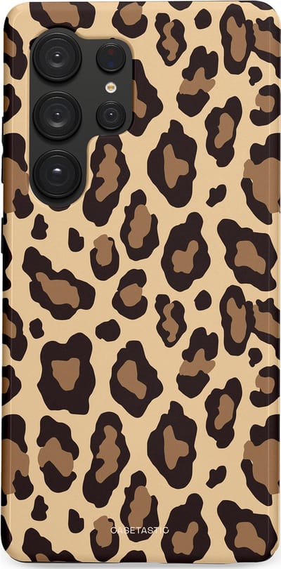 Casetastic hoesje geschikt voor Samsung Galaxy S25 Ultra - Dubbellaagse bescherming - Wilde Panter - Fashion Case - Zwart Taupe Crème