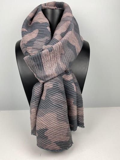 Geribbelde dikke sjaal camouflage extra lang 65 x 220 cm