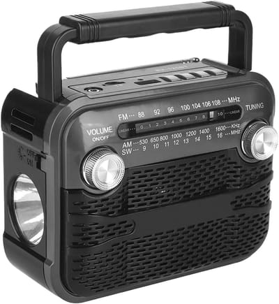 Zonne Energie Radio - Weer Radio - Buiten Activiteiten - Handzwengel Oplader - 15x8x12cm