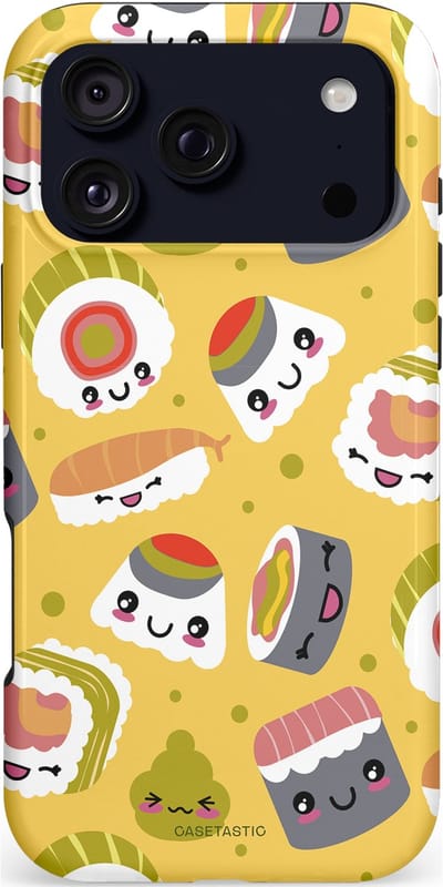 Casetastic hoesje geschikt voor Apple iPhone 17 Pro Max - MagSafe - Dubbellaagse bescherming - Sushi vriendjes - Fashion Case - Goud Wit Grijs Beige
