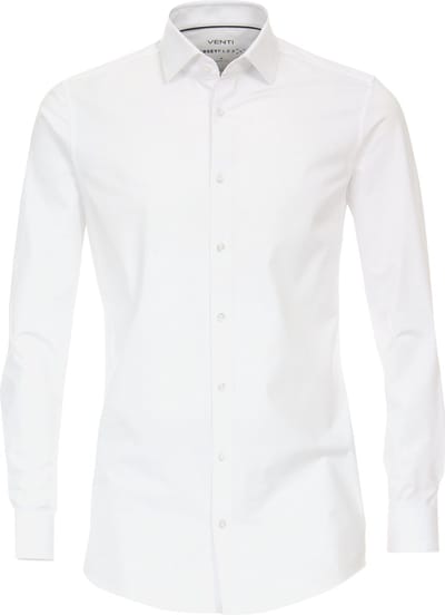 VENTI body fit overhemd - jersey - wit - Strijkvriendelijk - Boordmaat: 37