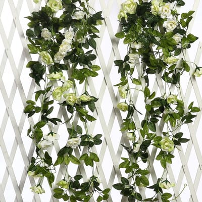 Dailygoods- Kunstrozenslinger 240 cm - 2 Stuks - Tweekleurig - Zijde Bloem - Kunstmatige Bloem - Decoratie voor Bruiloft/Binnen/Buiten - Bloemenslinger