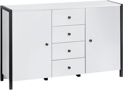 Chris-Dressoir - 2-Deurs 4-Laden - Wit/Zwart
