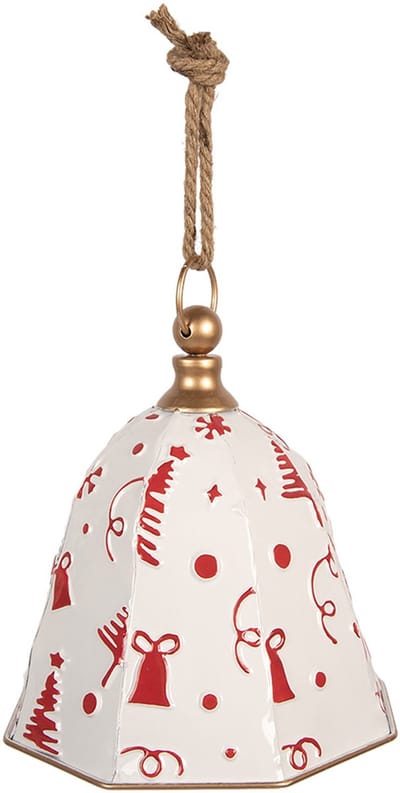 Clayre & Eef Kerstdecoratie Beeld Bel Ø 24x24 cm Wit Metaal