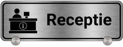 Tafelbordje receptie - gecoat brushed aluminium - inclusief tafelstandaard | 21 x 7 cm